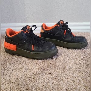 Nike af1 womens 7 black orange olive green